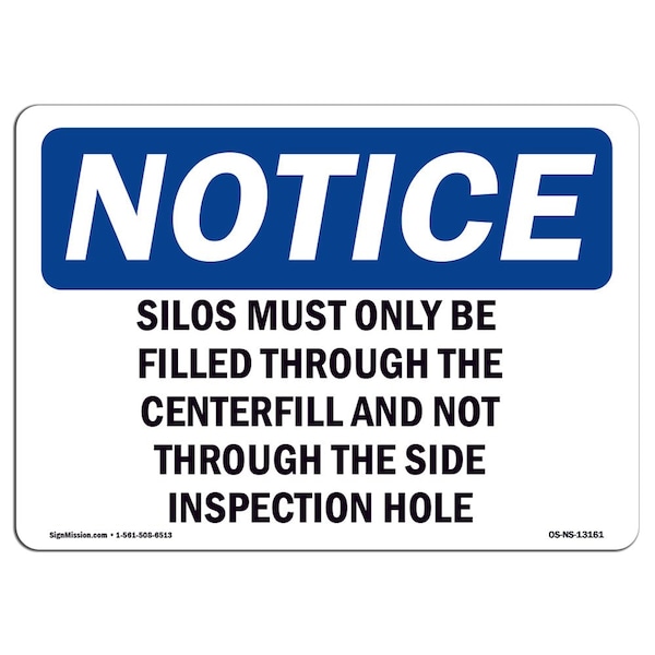 Safety Sign, OSHA Notice, 3.5" Height, Grain Bin Silo Safety Sign, Landscape, 10PK
